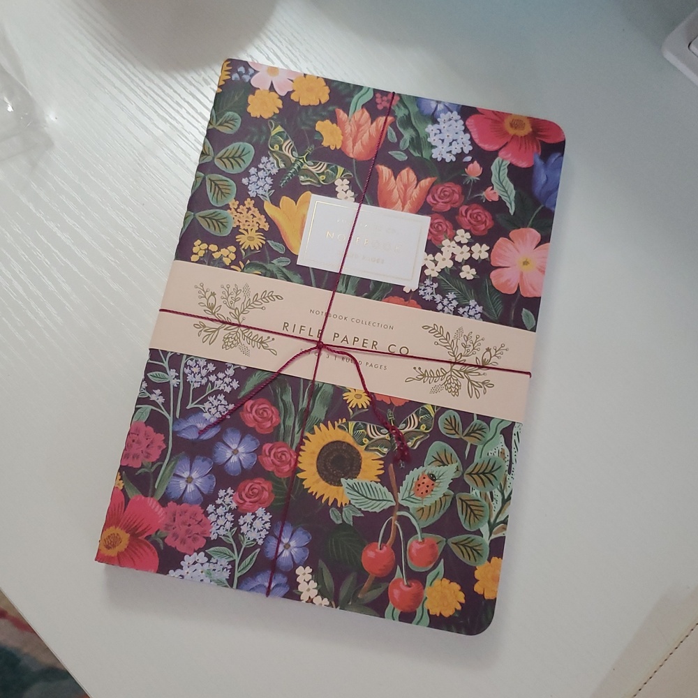 Set of 3 Rifle Paper Co. Stitched Floral Notebook
